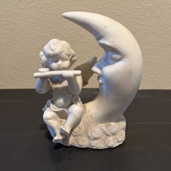 Angel and Moon Figurine
