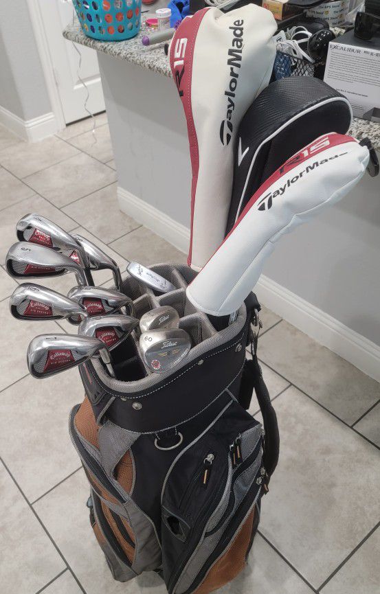 CALLAWAY TAYLORMADE AND TITLEIST GOLF CLUBS SET WITH BAG $540 FIRM