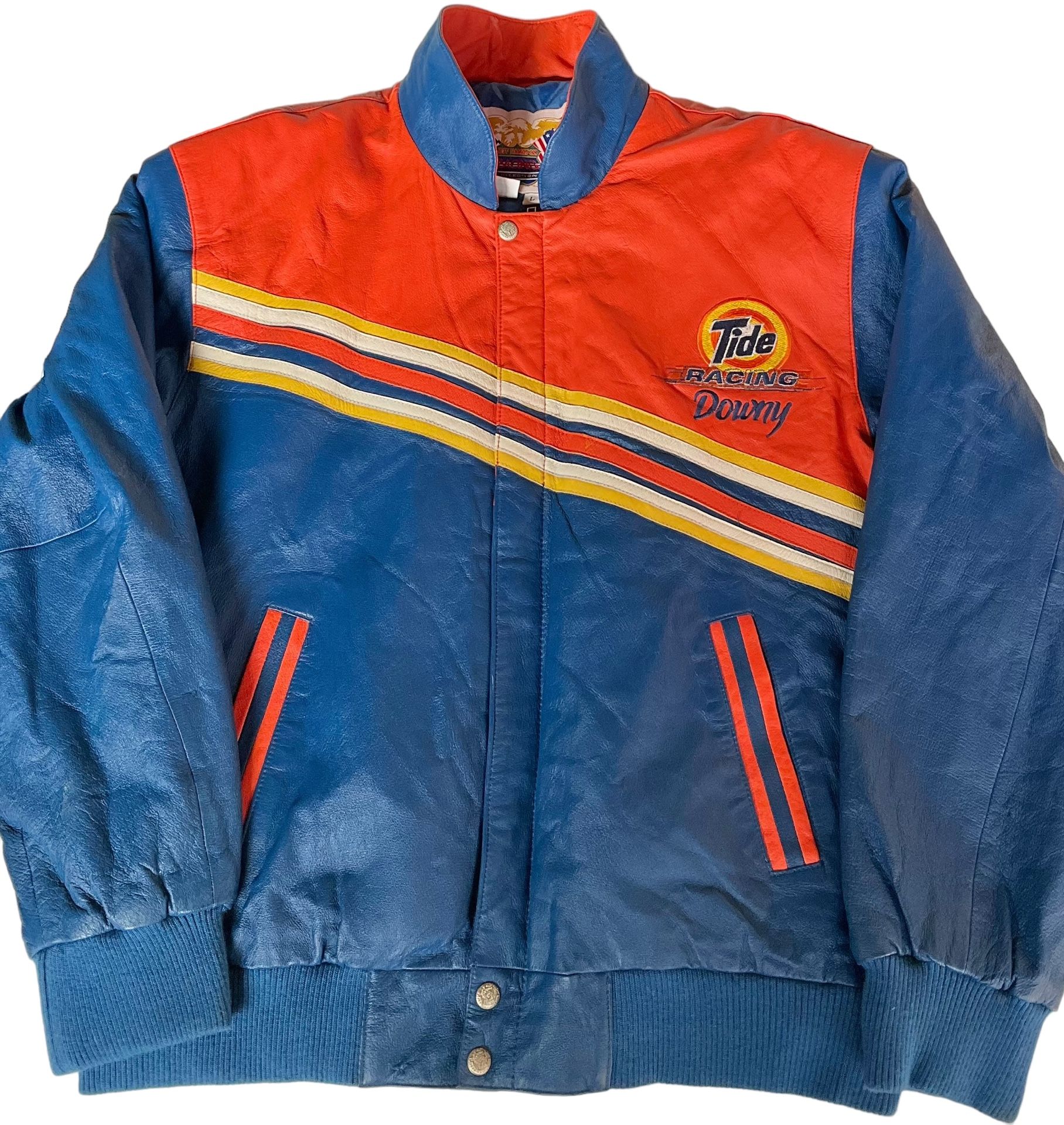 RARE Jeff Hamilton Tide Downy Team Nascar Racing Leather Jacket Large