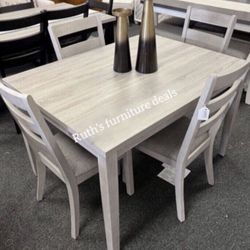 5-pc Dining Table Set Light Gray 