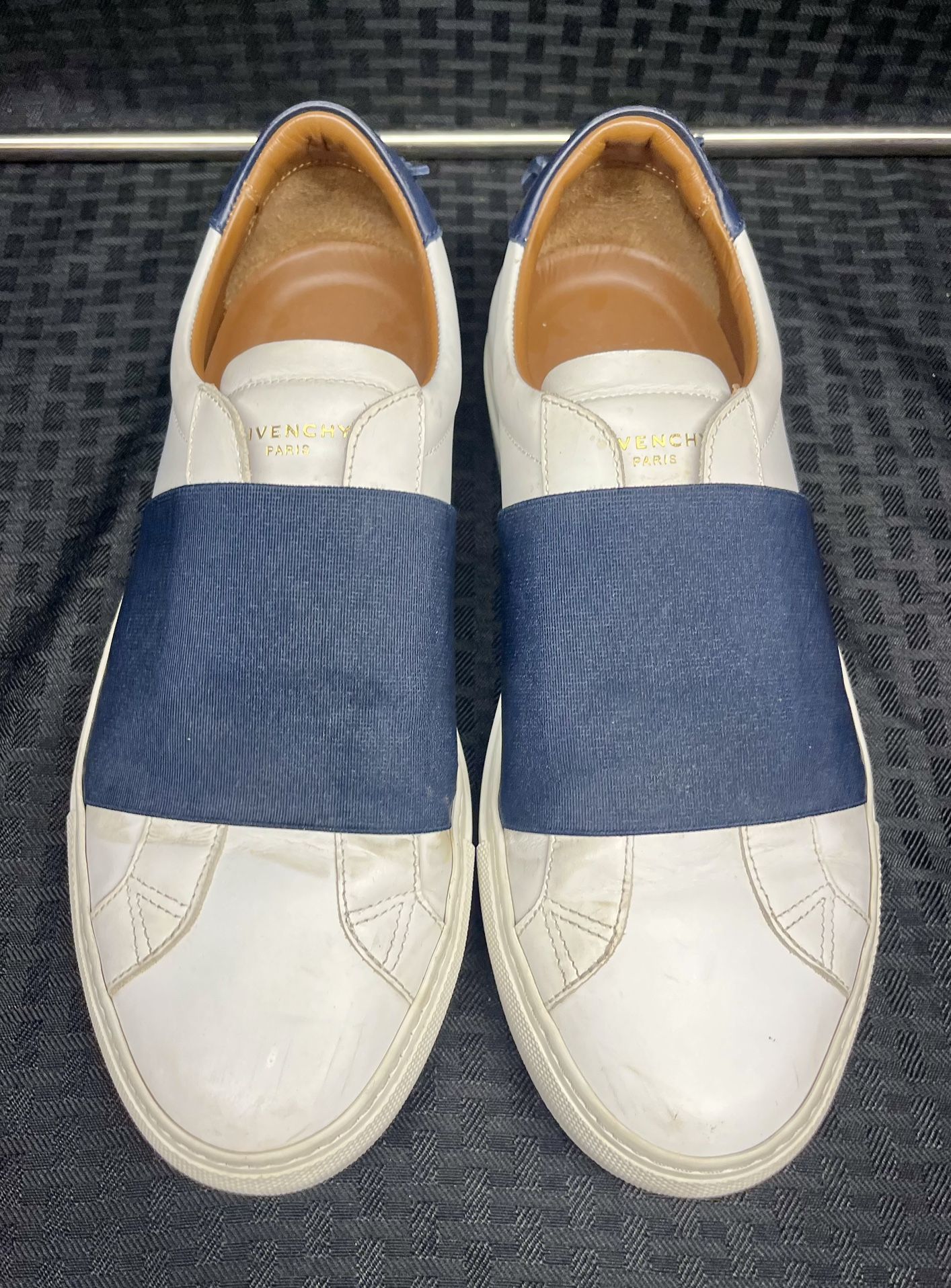 Givenchy White and Navy Elastic Slip on Low-Top Sneakers - Size 39 EU