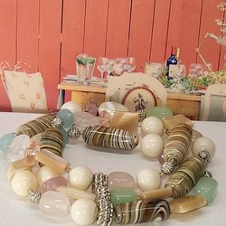 #1559, GORGEOUS NATURAL MULTI STONES VINTAGE BRACELET. 
