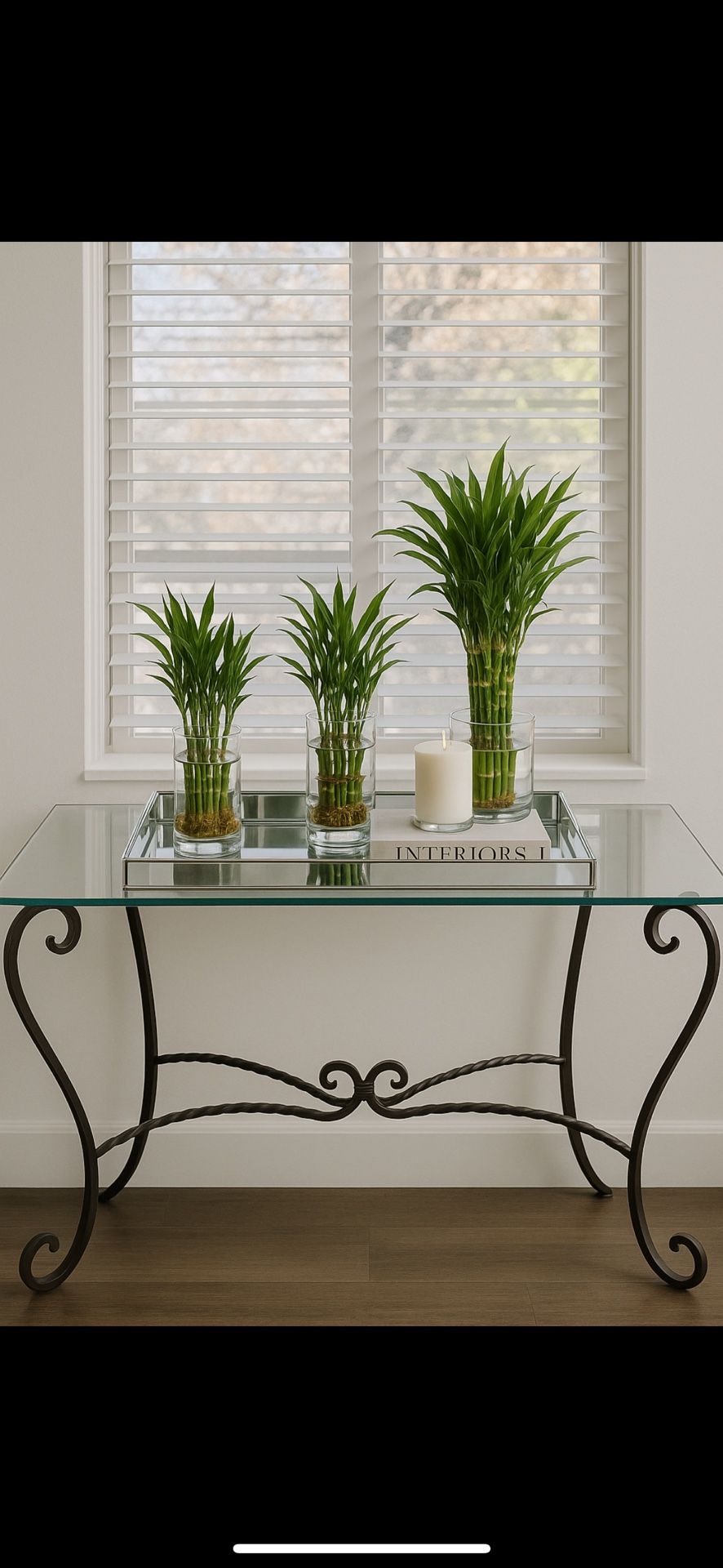 Wrought Iron With Tempered Removable Glass Top Console Table