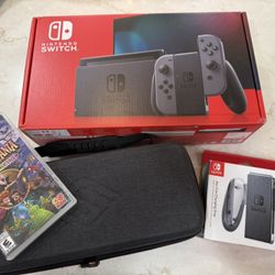 Nintendo Switch V2 Gray with Extras Good Condition