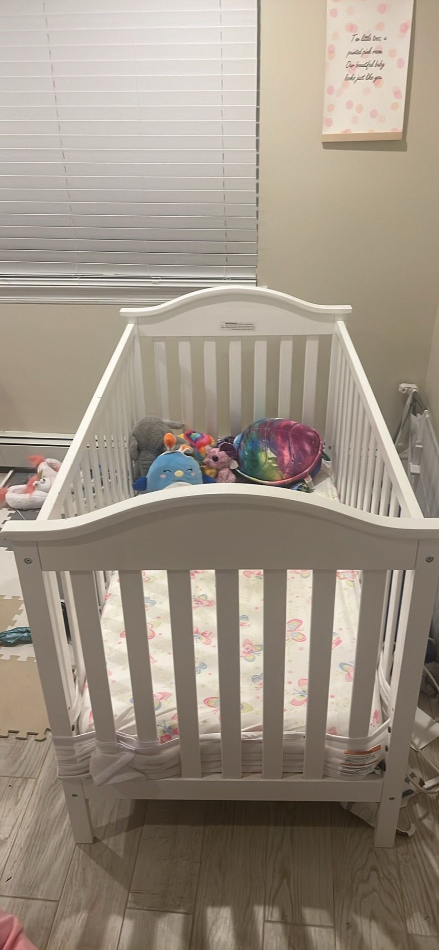 Crib,  mattress, Mattress Cover And Multiple Sheets