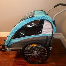 Veelar Bike Trailer & Stroller 2 in 1 Double Seat for Toddlers, Kids, Child Bicycle Carrier Jogger !!  NEW OPEN BOX !! 