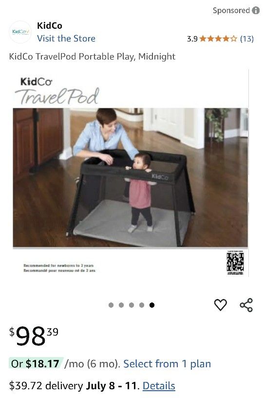 KidCo TravelPod Portable Play, Midnight