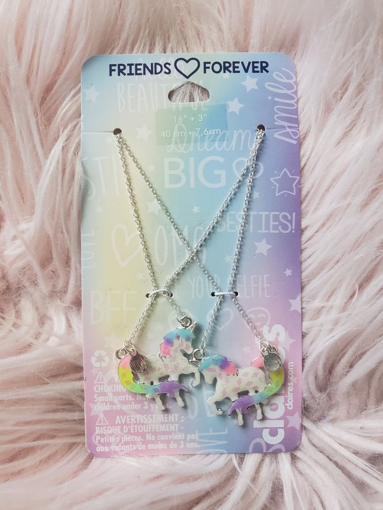 Claire's shimmery rainbow unicorn necklace