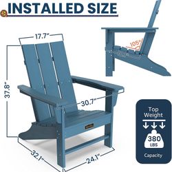 New Polywood Outdoor Adirondack Chair Blue All Weather