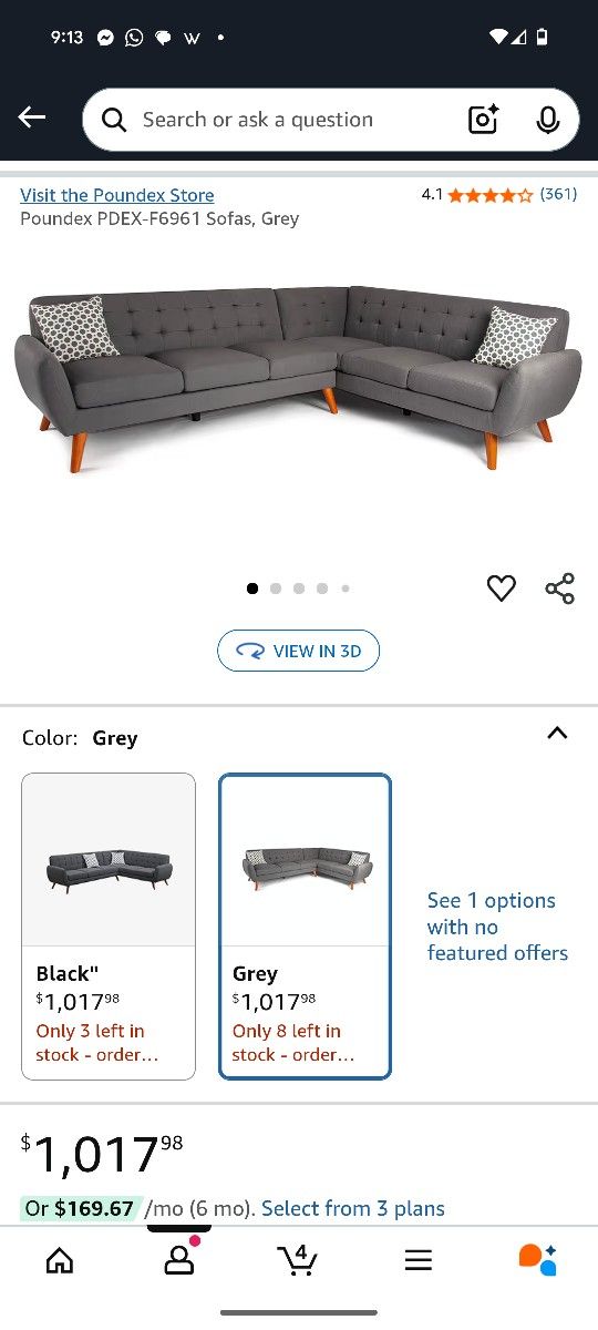Beautiful Grey Large Sectional Sofa
