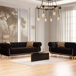 New Black Living Room Sofa And Love Seat - Delivery And Financing Available 