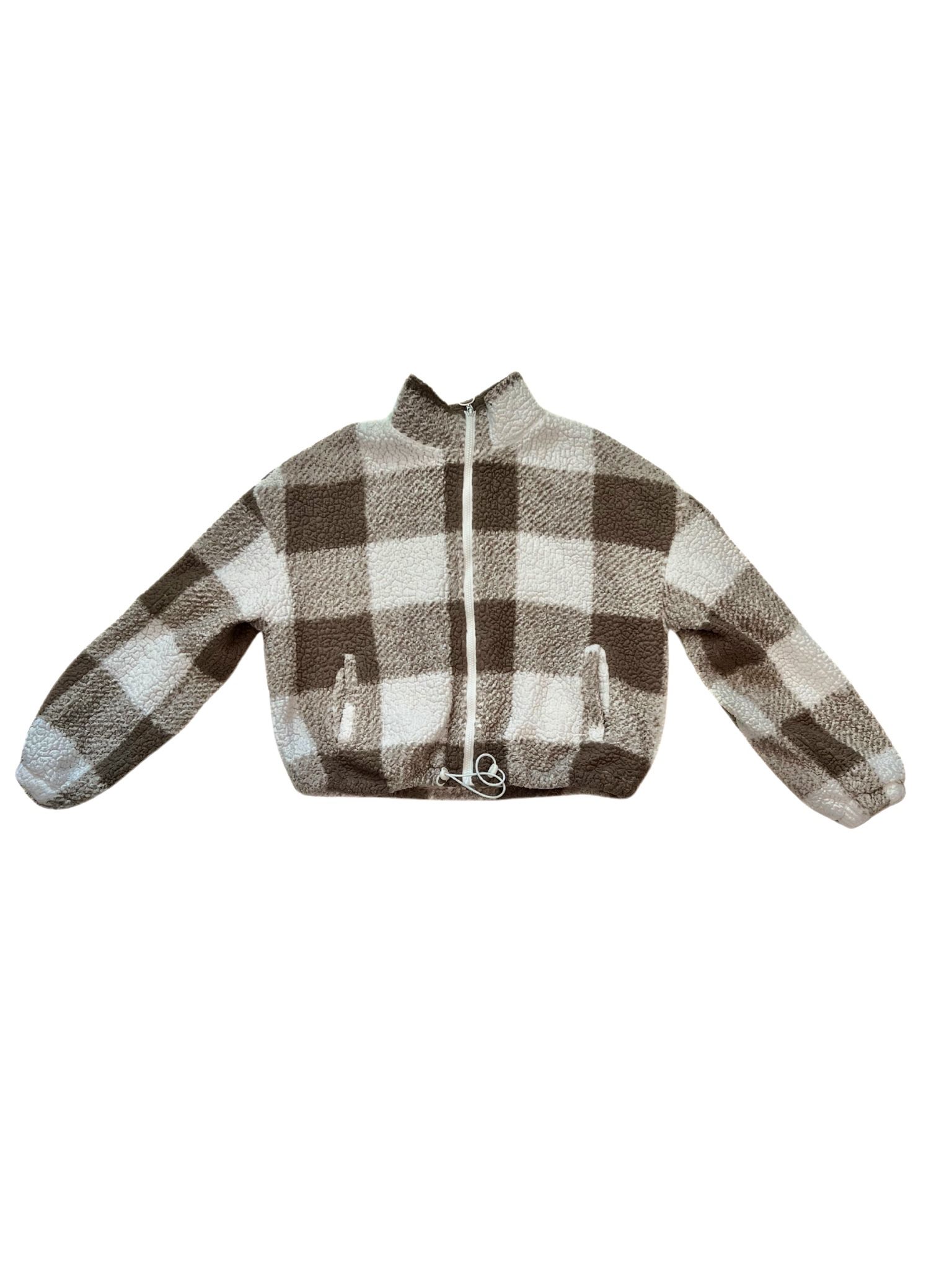 Plaid Sherpa Zip Up Jacket