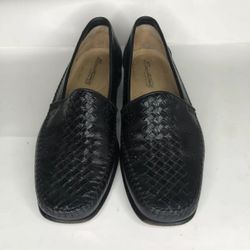 Santom Shoes Loafers Slip Ons Men Size 8D Black Leather Upper