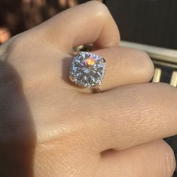 New Moissanite 10H10A Engagement Ring 3CT, 18K White Gold Plated Sterling Silver