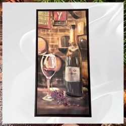 🍷 Set of 2 Wine Bottle & Grapes Canvas Wall Art