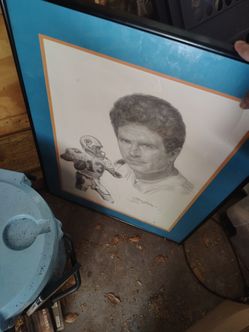Framed Miami Dolphins Football Player Portrait Print