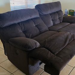 Dark Brown Reclining Sofa – Very Comfortable