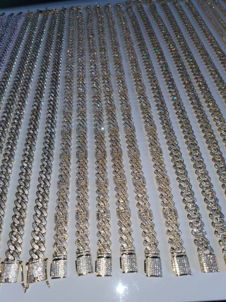 Full Ice Out Cuban Link Set 14k Gold Plated Doesn't Loses Color