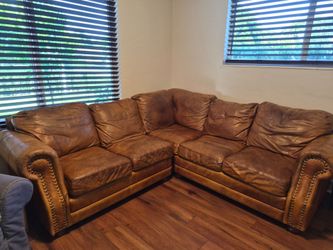 Couch L Shaped Brown Leather Sectional
