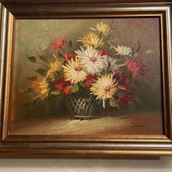 Hand Oil Paining Flowers Still Life 