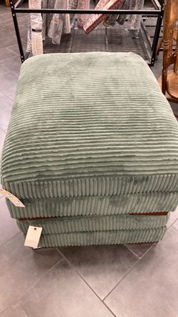 Sage Green Corduroy Upholstered Ottoman