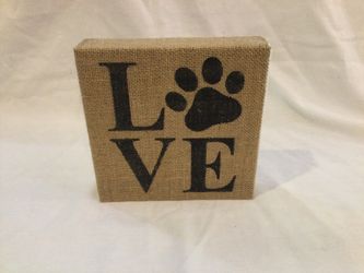 Love Dog Paw Decorative Wood Display Table Sign - EXCELLENT CONDITION