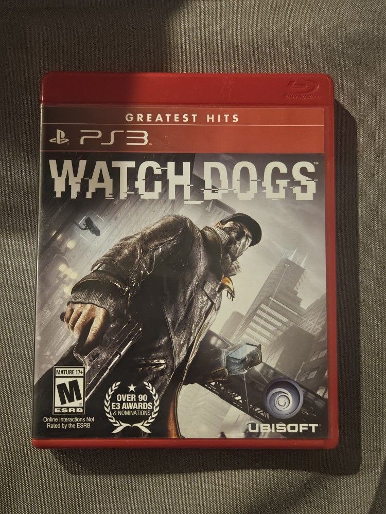 Watch Dogs Greatest Hits Sony Playstation 3 PS3 Video Game Case & Disc Only