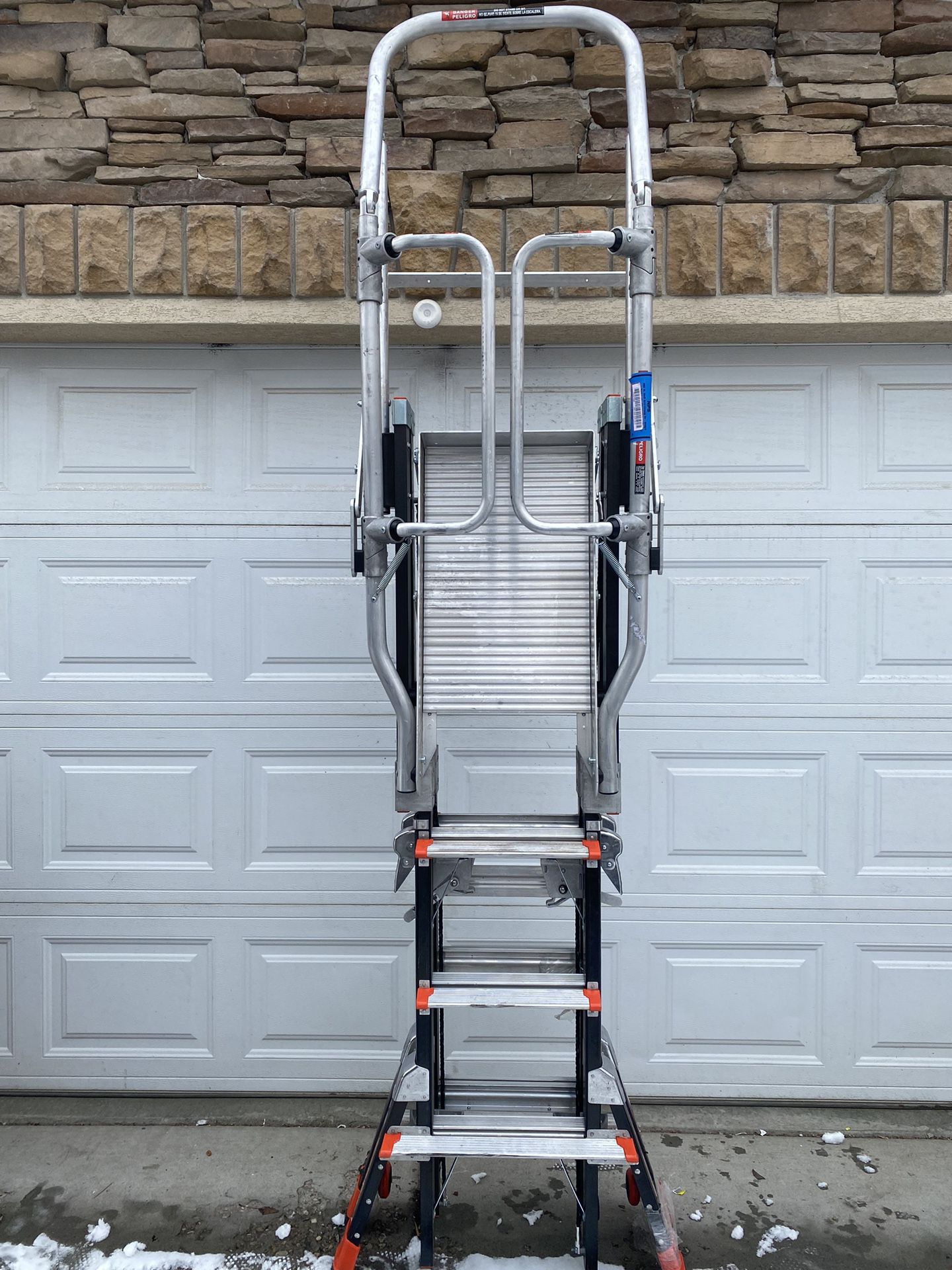 New, LITTLE GIANT Compact Safety Cage Platform Ladder: 4 to 6 ft Ladder (retail $1830)