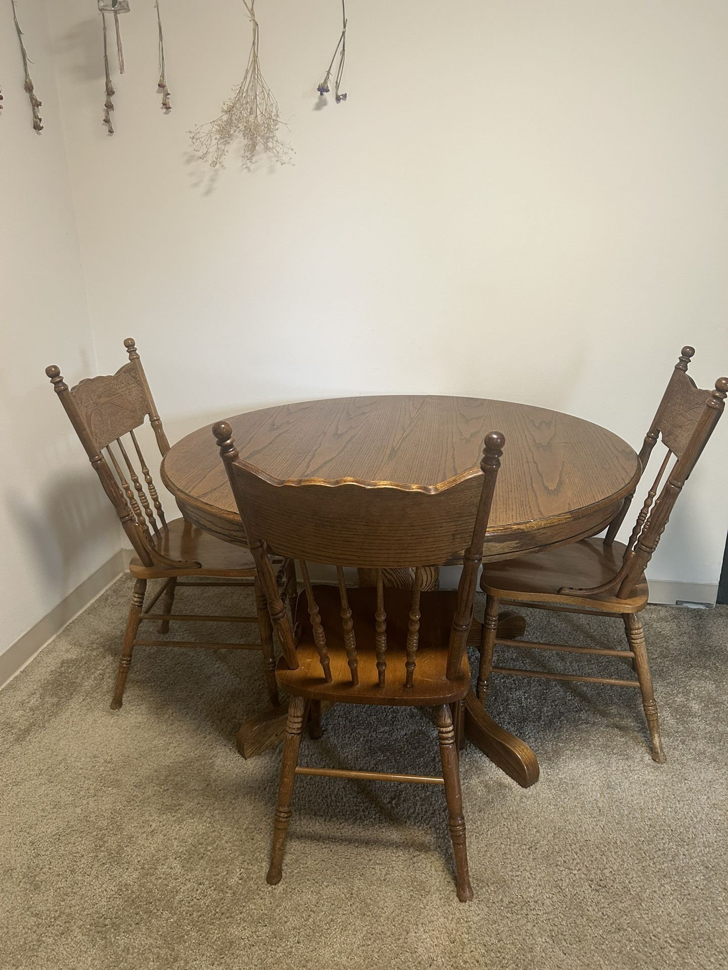 Wood Dining Table With Three Chairs