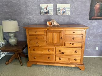 Solid pine wood dresser and matching armoire