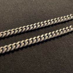 Satin Sterling Silver Cuban Chain 24"