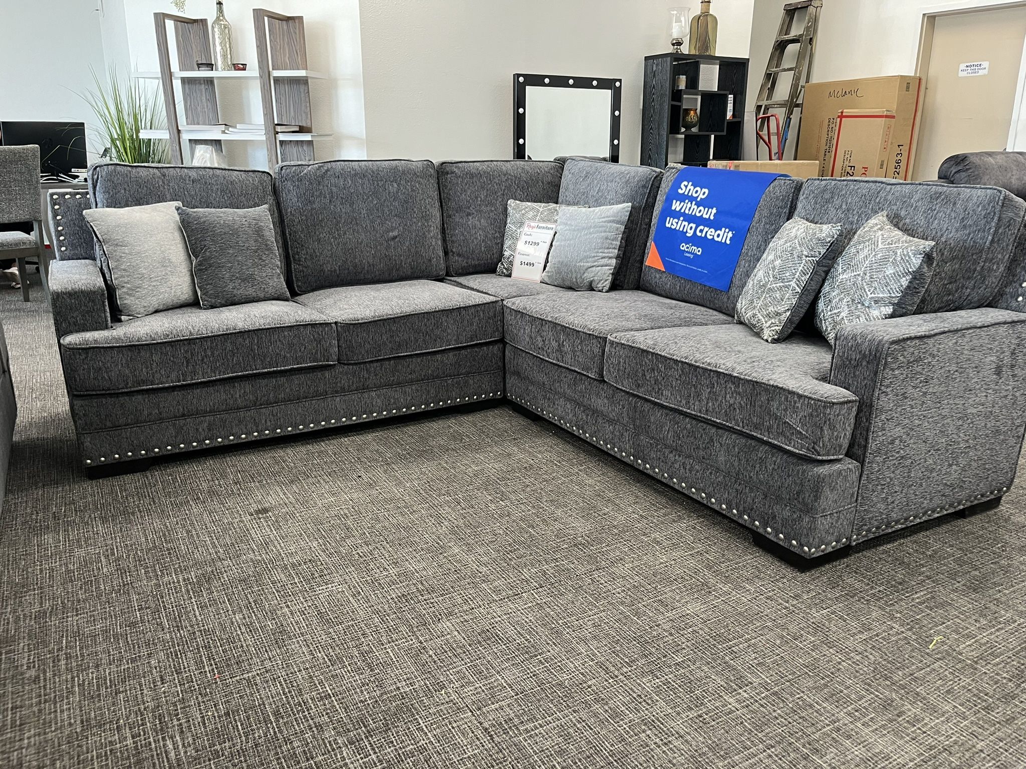 Dark Gray L Shape Sofa Sectional - *SPECIAL CLEARANCE SALE 