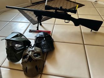 Airsoft with extra spring and 3 face masks