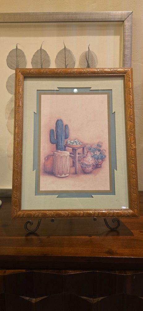 Pair of Vintage Gail Brown 1989 Southwestern Still Life Prints β 15"x12" & 15"x12" Framed