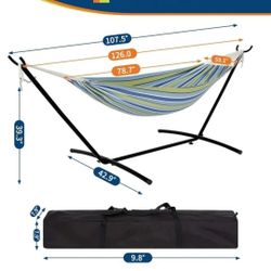 NEW Hammock with steel frame, includes carrying bag