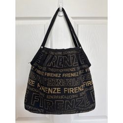 Robin Ruth tote Firenze black gold tote bag zipper closing double handles