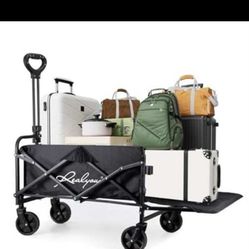Collapsible Wagon Cart Foldable with All-Terrain Wheels, Foldable Wagon with Flexible Handle,