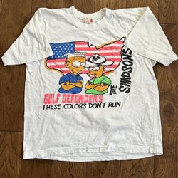 Vintage 90s Simpsons Gulf Defenders single stitched T-Shirt