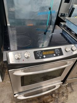 GE STAINLESS STEEL SLIDE IN ELECTRIC RANGE GLASSTOP