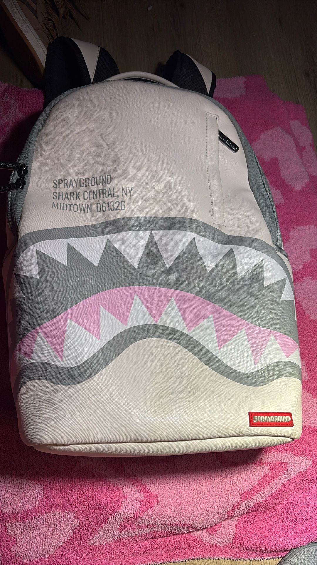 White And Pink Sprayground Backpack
