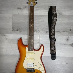 Electric Guitar Red/Orange Huntington LACE (including Guitar Strap)