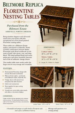 Biltmore Replica Florentine Nesting Tables – Set of 2 Purchased from the Biltmore Estate