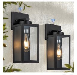 C Cattleya Paquete de 2 Luces de Pared para Exteriores Negro Mate Del Anochecer Al Amanecer