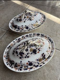 Rare Pair Antique Coalport AD 1750 A.B. Daniell & Son Porcelain