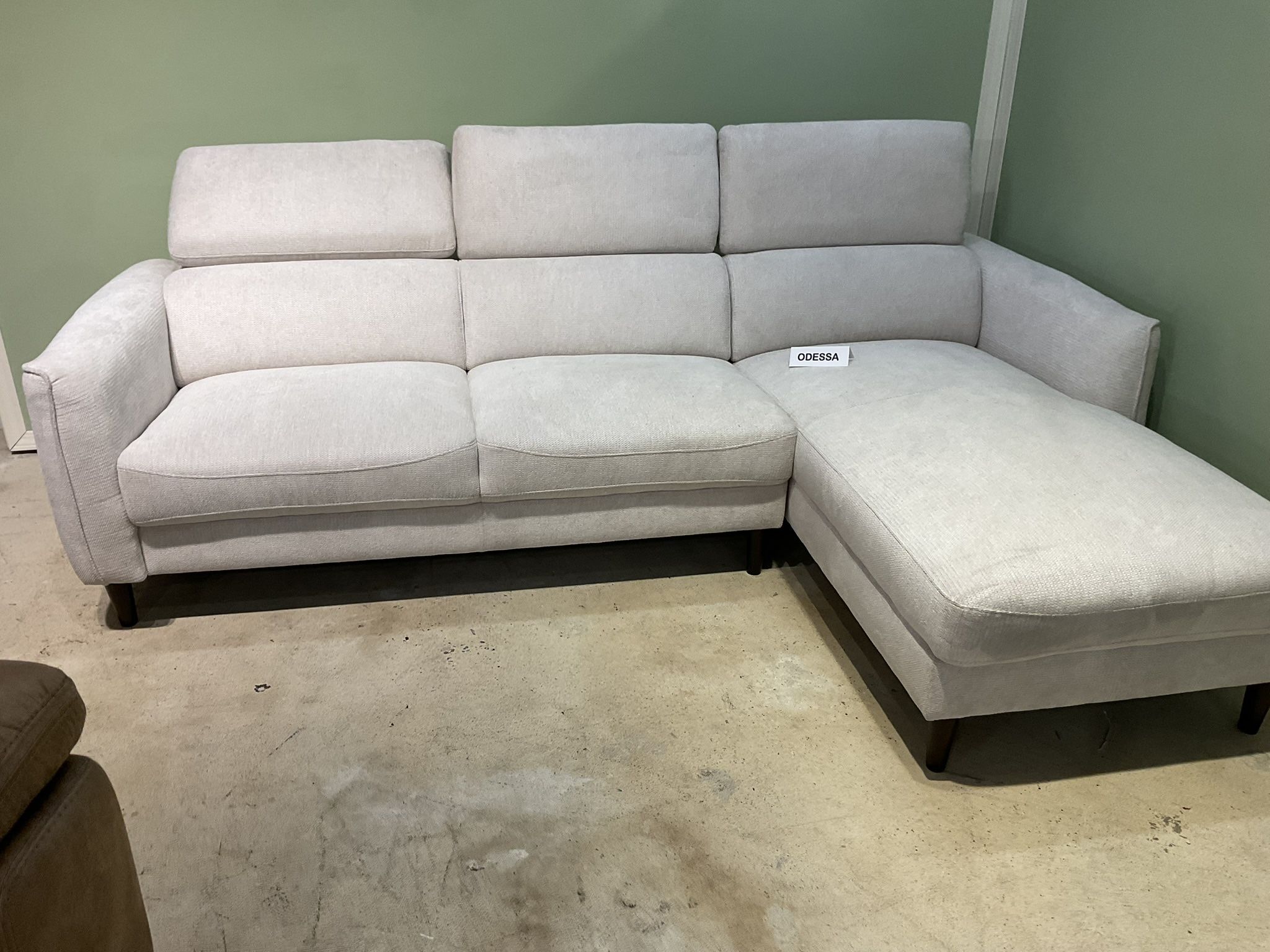 New Chaise/sofa fabric upholstered light gray