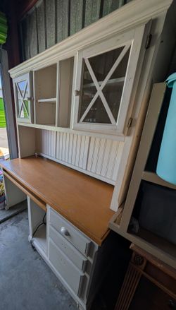 Farmhouse wood desk with hutch desk