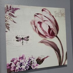 Pink flower dragonfly canvas