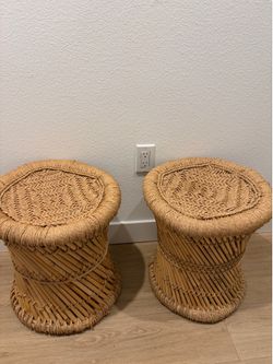 Set of 2 Miriam Woven Stools