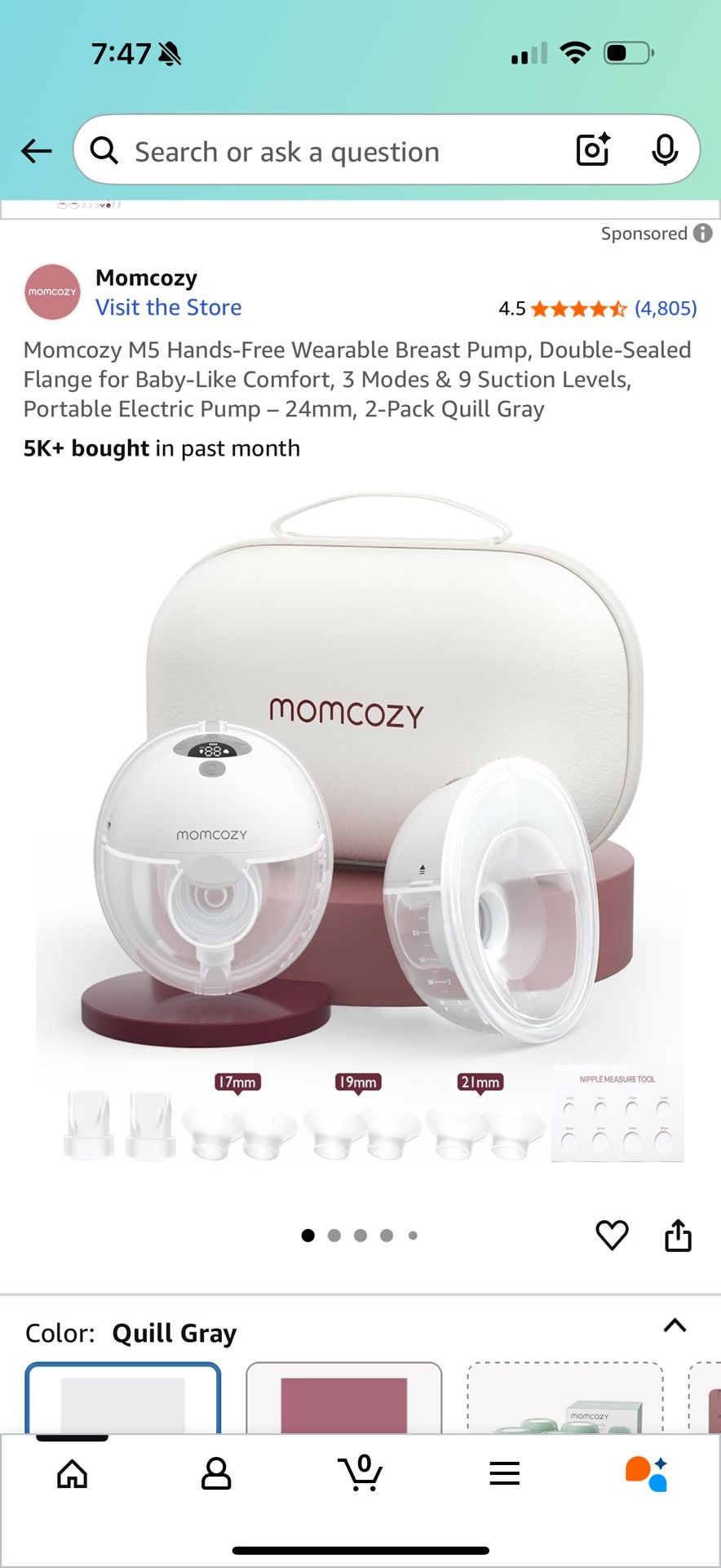 Momcozy M5 Breast pump + Bags