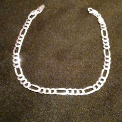 925 Italy Silver Diamond Cut Figaro Bracelet (#225)